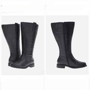 WIDE CALF Size 8 David Tate Black Leather  Tall Boot BN7
